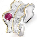 Luxury Leaf Ring 925 Sterling Silver Women's Fine Jewelry - Genuine - Gemstone