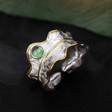 Luxury Leaf Ring 925 Sterling Silver Women's Fine Jewelry - Genuine - Gemstone