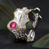 Luxury Leaf Ring 925 Sterling Silver Women's Fine Jewelry - Genuine - Gemstone