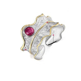Luxury Leaf Ring 925 Sterling Silver Women's Fine Jewelry - Genuine - Gemstone