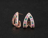 Luxury Multicolor Gemstone Earring Full mirco paved Women Wedding Party Jewelry - Gemstone Gold