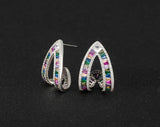 Luxury Multicolor Gemstone Earring Full mirco paved Women Wedding Party Jewelry - Gemstone Gold