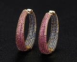 Luxury Multicolor Gemstone Earring Full mirco paved Women Wedding Party Jewelry - Gemstone Gold