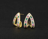 Luxury Multicolor Gemstone Earring Full mirco paved Women Wedding Party Jewelry - Gemstone Gold