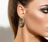 Luxury Multicolor Gemstone Earring Full mirco paved Women Wedding Party Jewelry - Gemstone Gold