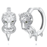Luxury Needle Leopard Animal Hoop Earrings 18K Gold for Women Jewelry - Gemstone Gold