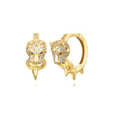 Luxury Needle Leopard Animal Hoop Earrings 18K Gold for Women Jewelry - Gemstone Gold
