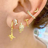 Luxury Needle Leopard Animal Hoop Earrings 18K Gold for Women Jewelry - Gemstone Gold