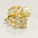 Luxury Needle Leopard Animal Hoop Earrings 18K Gold for Women Jewelry - Gemstone Gold