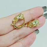 Luxury Needle Leopard Animal Hoop Earrings 18K Gold for Women Jewelry - Gemstone Gold