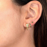 Luxury Needle Leopard Animal Hoop Earrings 18K Gold for Women Jewelry - Gemstone Gold