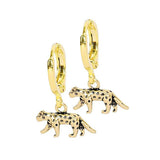 Luxury Needle Leopard Animal Hoop Earrings 18K Gold for Women Jewelry - Gemstone Gold