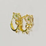 Luxury Needle Leopard Animal Hoop Earrings 18K Gold for Women Jewelry - Gemstone Gold
