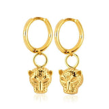 Luxury Needle Leopard Animal Hoop Earrings 18K Gold for Women Jewelry - Gemstone Gold