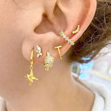 Luxury Needle Leopard Animal Hoop Earrings 18K Gold for Women Jewelry - Gemstone Gold