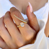 Luxury Paved Dazzling Zircon Ring for Women Wedding Geometric Party Jewelry - Gemstone Gold