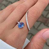 Luxury Paved Dazzling Zircon Ring for Women Wedding Geometric Party Jewelry - Gemstone Gold