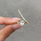 Luxury Paved Dazzling Zircon Ring for Women Wedding Geometric Party Jewelry - Gemstone Gold