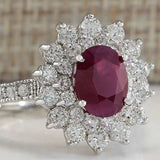 Luxury Red Ruby Gemstone Ring Women Silver Anniverssary Jewelry - Genuine - Gemstone