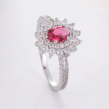 Luxury Red Ruby Gemstone Ring Women Silver Anniverssary Jewelry - Genuine - Gemstone