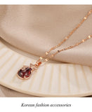 Luxury Red Temperament titanium steel necklace net simple wild pendant Jewelry - Genuine - Gemstone
