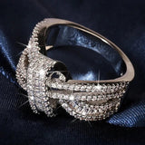 Luxury Silver Women Ring Zircon Wedding Party Jewelry - Gemstone Gold