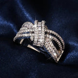 Luxury Silver Women Ring Zircon Wedding Party Jewelry - Gemstone Gold