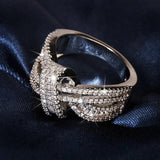 Luxury Silver Women Ring Zircon Wedding Party Jewelry - Gemstone Gold