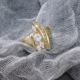 Luxury Stylish Gold Ring Female Engagement Promise Women Jewelry - Gemstone Gold