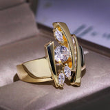 Luxury Stylish Gold Ring Female Engagement Promise Women Jewelry - Gemstone Gold