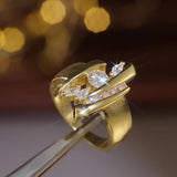 Luxury Stylish Gold Ring Female Engagement Promise Women Jewelry - Gemstone Gold