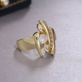 Luxury Stylish Gold Ring Female Engagement Promise Women Jewelry - Gemstone Gold