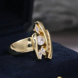 Luxury Stylish Gold Ring Female Engagement Promise Women Jewelry - Gemstone Gold
