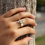 Luxury Stylish Gold Ring Female Engagement Promise Women Jewelry - Gemstone Gold