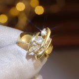 Luxury Stylish Gold Ring Female Engagement Promise Women Jewelry - Gemstone Gold