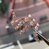 Luxury Water Drop Zircon Ring Snake Shape Women Rose Gold Gift Stylish - Gemstone Gold