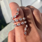 Luxury Water Drop Zircon Ring Snake Shape Women Rose Gold Gift Stylish - Gemstone Gold