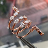 Luxury Water Drop Zircon Ring Snake Shape Women Rose Gold Gift Stylish - Gemstone Gold