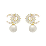 Luxury White Pearl Earrings for Women Wedding Jewelry Gift - Genuine - Gemstone
