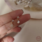 Luxury White Zircone Earrings Women S925 Sterling Silver 14k Gold Jewelry - Genuine - Gemstone