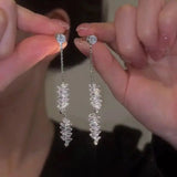 Luxury Zircon Bridal Dangle Drop Earrings for Women Wedding Party Jewelry - Gemstone Gold