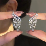 Luxury Zircon Bridal Dangle Drop Earrings for Women Wedding Party Jewelry - Gemstone Gold
