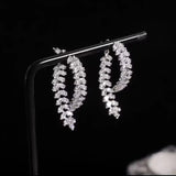 Luxury Zircon Bridal Dangle Drop Earrings for Women Wedding Party Jewelry - Gemstone Gold