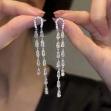 Luxury Zircon Bridal Dangle Drop Earrings for Women Wedding Party Jewelry - Gemstone Gold