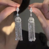 Luxury Zircon Bridal Dangle Drop Earrings for Women Wedding Party Jewelry - Gemstone Gold