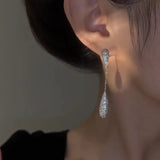 Luxury zircon long drop earrings women party accessories jewelry - Gemstone Gold