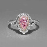 Luxury Zircon Water Drop Ring Engagement Women Wedding Party Jewelry - Gemstone Gold