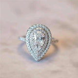 Luxury Zircon Water Drop Ring Engagement Women Wedding Party Jewelry - Gemstone Gold