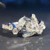 Luxury Zircon Water Drop Ring Engagement Women Wedding Party Jewelry - Gemstone Gold