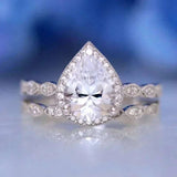 Luxury Zircon Water Drop Ring Engagement Women Wedding Party Jewelry - Gemstone Gold